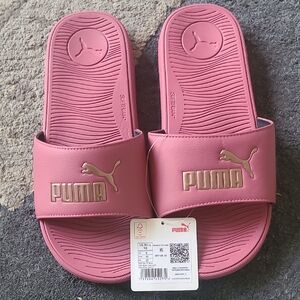 Puma Pink and Gold Slide Sandals